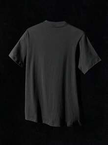 NEON BLANC Short-Sleeved Crew Neck T-Shirt With Letter Print, Casual And Versatile For Everyday Use - Black - View 2