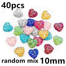 40pcs 10mm 12mm Flat Back Heart Resin Cabochons Multi Colors Druzy Natural Stone Convex DIY Jewelry Making Accessories - Heart - View 12