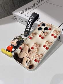 Disney Mickey Mouse Clubhouse Phone Case : 3D Fluffy Pattern Border Protector Phone Soft Phone Case With A Free Cute Mickey Bracelet Chain Lanyard, Mickey, Minnie, Goofy, Donald Duck, Daisy Duck, Pluto, For Apple 17 Promax 17 Pro 16 15 14 13 12 11 Pro Max XS Max X XR Soft Cover Summer Phone Case - 白色 - 查看 7