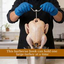 Heavy Duty Stainless Steel Turkey Roasting Rack Hook, Easy To Install, Suitable For Holiday Meal Preparation, Barbecue, Deep Frying, Outdoor Cooking Accessories - Light Grey - View 2
