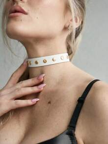 1件女士哥特风白金搭扣颈链，性感配饰，适合日常佩戴和派对场合 - 白色 - 查看 2