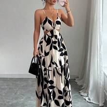 Elenzya Women's Summer New Arrivals Spaghetti Strap Cinched Waist Floral Print Dress (Random Floral Print Cut) - Rosa - Ver 7