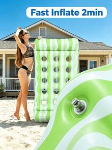 1pc Adult Extra Large Inflatable Floating Mat With Pillow Backrest, Sunbathing Floating Bed Suitable For Lake, Beach, Swimming Pool Party As Floating Toy, Water Lounge, Cool And Dry - Floating Bed - View 9