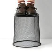 Black/Silver Wrought Iron Mesh Trash Can, Round Metal Mesh Bin, Open Office Wastebasket, Room Trash Can, Bathroom Trash Can, Lidless Waste Paper Basket, Office Trash Can. Sturdy structure, not easy to deform, space-saving, can be easiy placed not easy to deform, space-saving, can be easily placed not easyd s. bedrooms with moderate size. - 彩色 - 查看 5