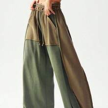 BohoFeels Women's Casual Knit Patchwork Loose Wide Leg Washed Pants - Rosa - Ver 3