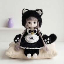 1pc 16cm Cute Posable Fashion Doll, Detachable & Interchangeable Clothes, Shoes & Accessories, Movable Joints, Expressive Plush Doll, Soft Doll Outfit, Creative Birthday Holiday Gift For Girls, Room Decor, Stress Relief Collectible Art Doll, DIY Dress-Up Toy - Multicolor - View 4