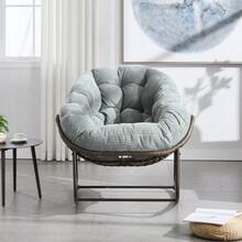 Mecedora de ratán para exteriores, asiento columpio tapizado con respaldo para entrada principal, sala de estar, patio, jardín. - Verde - Ver 5