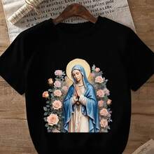 Camiseta unisex 100% con estampado de la Catedral de  - Manga corta, cuello redondo, ropa religiosa informal de peso pesado, adecuada para la familia, el Día de la Madre, Pascua y uso diario - Diseño icónico de arquitectura gótica. - Negro - Ver 6