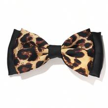 2个/套 双层豹纹蝴蝶结发夹，日常佩戴发饰 - 駝色 - 查看 4