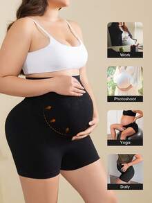 Maternity Belly Support Shorts, Plus Size Seamless Shapewear For Wedding & Summer - Black - View 6