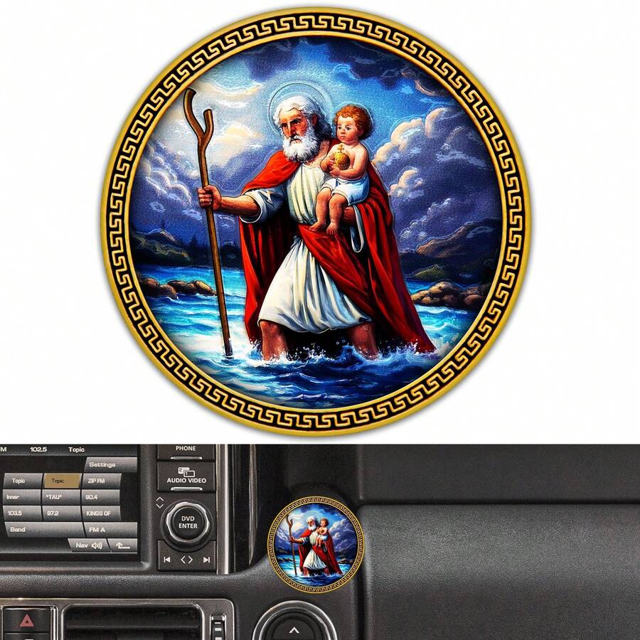 1pc Vintage Pattern Dual-Use Magnetic Decor, Waterproof Reusable Car Sticker/Fridge Magnet, Cute Decoration For Car Interior, Kitchen Refrigerator And Travel Luggage - Multicolor - View 1