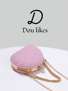Elegante bolso de mano de noche con perlas azules en forma deágrima, bolso de mano de alta gama para vestido cheongsam, con cadena de metal, elegante bolso de fiesta para dama, adecuado pa - Rosa 3 - Ver 8