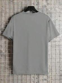 Men's Fashionable Solid Color Basic Short Sleeve Casual T-Shirt GRDR - Light Grey - View 2