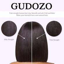 Bob Wig Human Hair Glueless Wigs Human Hair Pre Plucked Pre Cut Yaki Straight Human Hair Wig 180% Density 9x6 HD Lace Front Wigs For Black Women 14Inch - Natural Color 9x6 Glueless Yaki Straight Bob Wig - View 5