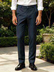 Officeau Men's Business Casual Straight Leg Dress Pants, Versatile For Daily Wear And Commuting - Dark Grey - View 5