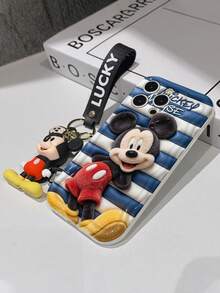 Disney Mickey Mouse Clubhouse Phone Case : 3D Fluffy Pattern Border Protector Phone Soft Phone Case With A Free Cute Mickey Bracelet Chain Lanyard, Mickey, Minnie, Goofy, Donald Duck, Daisy Duck, Pluto, For Apple 17 Promax 17 Pro 16 15 14 13 12 11 Pro Max XS Max X XR Soft Cover Summer Phone Case - 白色 - 查看 7