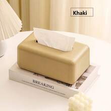 1pc Solid Color Luxury Spring-Loaded Tissue Box, Minimalist Desk Napkin Holder Multi-Function Storage Box For Home - Multicolor - View 7