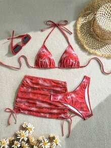 Conjunto de traje de baño de vacaciones para mujer, conjunto de vacaciones de verano para mujer, conjunto de playa para mujer - Multicolor 9 - Ver 8
