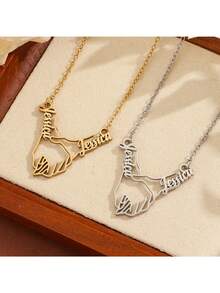 Dây chuyền mặt rỗng khắc tên/chữ theo yêu cầu, làm từ thép không gỉ 304, quà tặng Valentine cho người yêu. - Nhiều màu - Xem 4