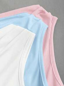 Conjunto de 3 piezas de moda europea y americana para mujer en unicolor, con decoración metálica, dobladillo retorcido y dobladillo asimétrico, camiseta casual y versátil para uso diario - Multicolor 6 - Ver 8
