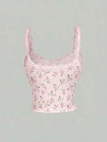 Camiseta sin mangas casual de mujer con parches de encaje, para verano - Multicolor 12 - Ver 8