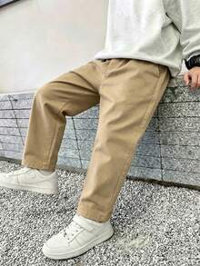 1pc Boys Casual Pocket Straight Leg Pants, 4-7 Years Old, Spring Summer Autumn Winter Back To School - Khaki - View 6