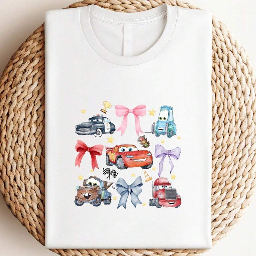 Retro Coquette Bows Disney Cars Shirt, Lightning McQueen Mater  Sally Carrera Birthday Cars Family Shirt, Disney Girl Trip Shirt--Disneys Disneyland Paris The Magic Kingdom Disneyesque The House Of Mouse Mickey Mouse Empire Modest Summer Outfits Take That T Shirt Summer Coord Tops For Women Summer Summer Clothes Women Summer Clothes Summer Tops Summer Tops Women Summer Co Ord Summer Top Summer Outfits White Top Black Top Holiday Outfits For Women  Tops For Women Summer Holiday Gifts Valentine's Day Gifts Earth Day Gifts Oktoberfest Gifts Summer Bank Holiday Gifts - White - View 1
