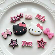 12件/10件 Sanrio Hello Kitty 經典角色公仔套組，適用於鞋子裝飾、包包裝飾、行李裝飾，美化鞋子與靴子，假日派對小禮物的完美選擇（不含鈕扣） - 查看 7