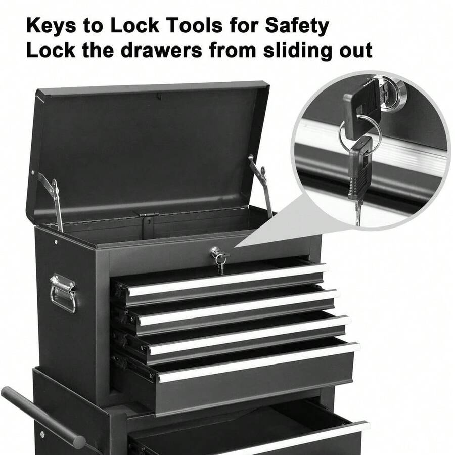 6Drawer 3in1 Rolling Tool Cabinet Removable Tool Chest OrganizerSecure Locking System,High Capacity Storage, Black - 3-in-1 Black- - View 1