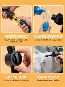 1pc Rechargeable Multi-Function Car Wash Water Gun, Suitable For Car Washing And Plant Watering, Durable Foam Wash Gun With Adjustable Nozzle, Efficient Cleaning, Irrigation And Inflation - Black - View 11