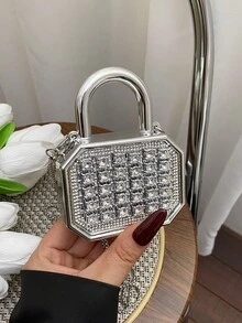 New Acrylic Mini Handbag, Fashion Clutch Purse, Personalized Lipstick Case, Celebrity Evening Bag, Crossbody Chain Bag - Silver - View 9
