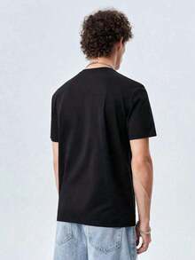 Men's Cartoon Print T-Shirt - Black - View 5