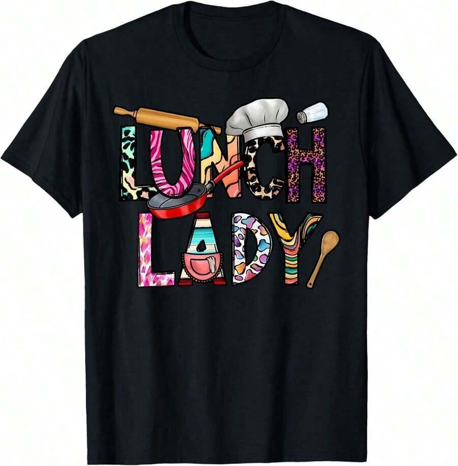 GiftGiftLunch Camiseta de Trabajadora de Cafetería con Moño Desordenado SoftSoft - Negro 7 - Ver 1