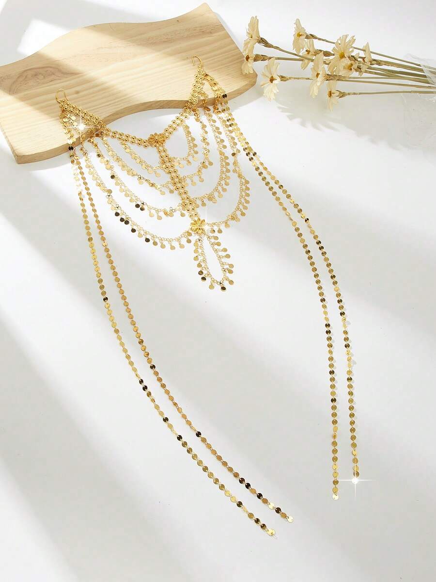 Mgyi Jewelry 镀金多层流苏发链,波西米亚风硬币吊坠发饰,适合节日、婚礼和派对佩戴 - PTL-040 - 查看 1