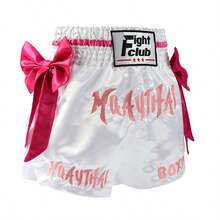 1pc New Pink Bow Muay Thai Shorts, Sanda Training Pants, Boxing Training Shorts, Adult New Bow Ribbon Shorts, Boxing Shorts Sports Fall - Pink - View 1