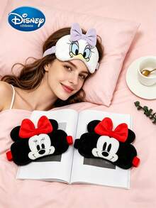 Official Disney Licensed Minnie & Daisy Plush Sleep Eye Mask 3D Contoured 100% Blackout Crystal Velvet Eye Cover No Pressure On Eyes Adjustable Strap Travel Flight Night Nap Deep Sleep Aid Soft Cozy Blindfold For Women Girls Bedroom Essential - Multicolor - View 7