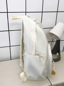 2026 New High-Value Student Backpack, Minimalist Corduroy Large Capacity Middle School Backpack - White - View 12