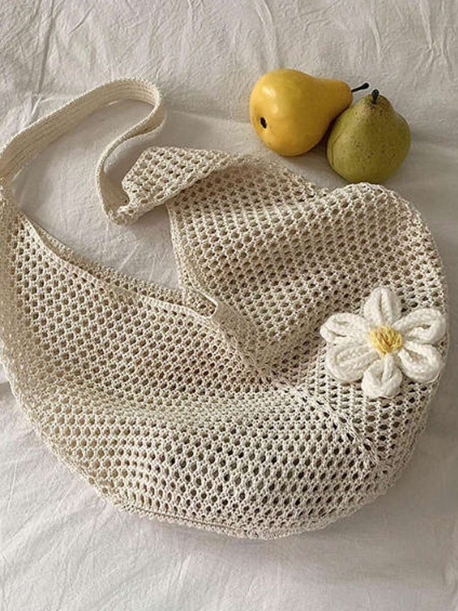 Summer Handmade Woven Tote Bag For Women, Large Capacity Casual Shoulder Bag, New Versatile Beach Vacation Commute Woven Oversized Bag