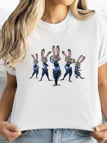 Z1ootopia Judy Hopps T1S1Hirt, Character Multipose T1EE, Z1ootopia Fan Gift S1Hirt, C1Artoon Movie A1parel. - Blanco - Ver 2