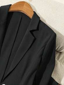 Traje de blazer de unicolor + shorts con cinturón - Negro - Ver 3