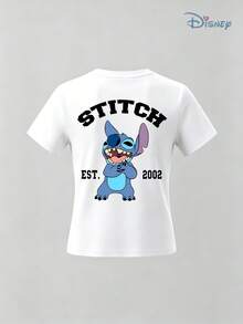 Kids' Disney Lilo & Stitch Themed "Stitch EST. 2002" T-Shirt, Boys' Retro Stitch Print Short Sleeve Tee, Soft Casual Top For Boys, Easy On & Off For Theme Parks, Family Vacations & Casual Hangouts - trắng - Xem 2