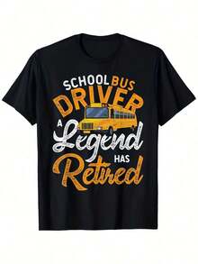 Regalo Divertido para Conductor de Autobús Retirado - Camiseta para Fiesta de Jubilación de Conductor de Autobús Escolar, Negra con Patrón Naranja y Blanco - Camiseta de Algodón Suave y Transpirable, Adecuada para Conductores Retirados - Camiseta de Cuello Redondo Universal para Mujer, Tallas S-XXXL - Souvenir de Jubilación de Conductor de Autobús - Negro - Ver 7