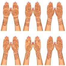 Henna Tattoo Stencil Kit, 12 Sheets Temporary Tattoo Templates For Hand, Large  Temporary Tattoo Stickers - như hình - Xem 3