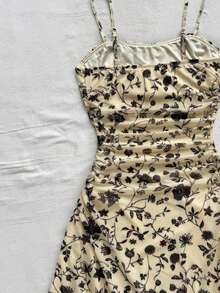 Vestido mini de línea A con tirantes de espagueti rosa y romántico Ditsy Floral para mujer, adecuado para fiesta, cita, San Valentín, Pascua, carnaval, crucero por la playa, Afternoon vestido de moda para té, primavera/verano - Amarillo claro - Ver 6