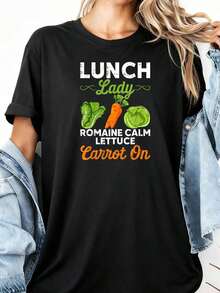 Unisex T-Shirt For Dining Room Worker, Cook, Urban Vintage Style, Short Sleeve Cotton T-Shirt With Round Neck, Loose Fit, Blouses For Women, Women's T-Shirts, Casual Blouses For Ladies. - Black 1 - 查看 6