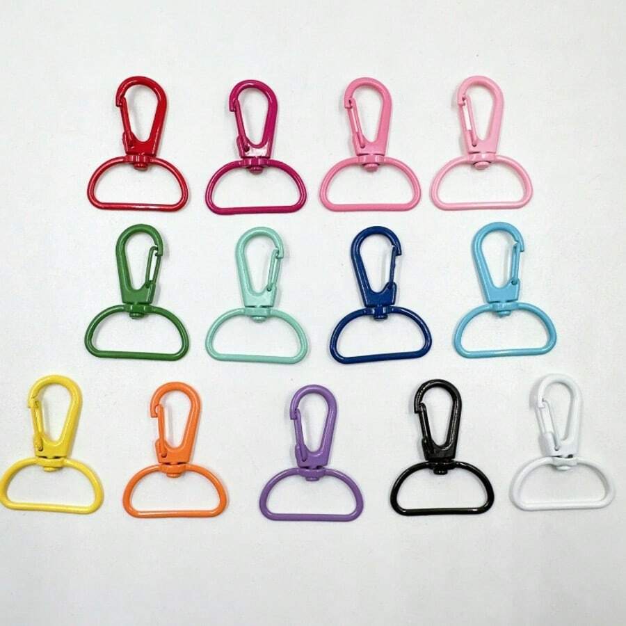 10pcs Colorful Baked Paint Round Tail Hook D-Shaped Buckle With Semi-Circular Bottom Connection Buckle Keychain, Diy Handcrafted Accessory Hanging Buckle Plate Buckle, Suitable For Backpack Keychain Connection Ring, Mobile Phone Chain Pendant Buckle, Belt Rope Connection - Round Tail Hook - View 1
