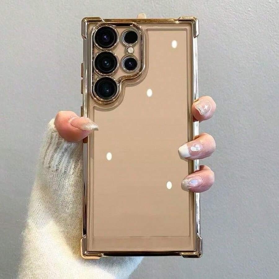 柔软加厚边框手机壳,兼容三星 Galaxy A17、A57、A37、A56、A26、A36、A16、A06、A05、A15、A25、A35、A55、A54、S26、S25 Ultra/S25 Plus/S24 Ultra/S24 FE/S23 Ultra/S22 Ultra - 金色 - 查看 1