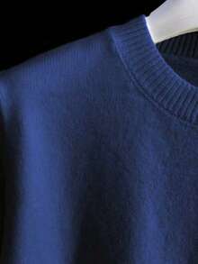 Men's Casual Versatile Solid Color Short Sleeve Knit Top, Suitable For Daily Wear And Commuting - Blue - View 8