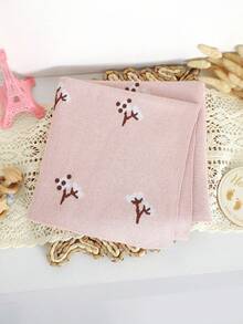 100% Cotton Plum Blossom Pattern Knitted Baby Blanket, All Season Newborn Swaddle Stroller Blanket, Essential Infant Necessities - Pink - View 6