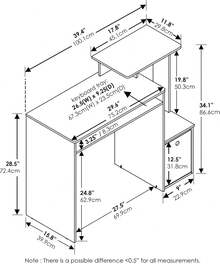 Furinno Computer For Computer - Weiss - Übersicht 3